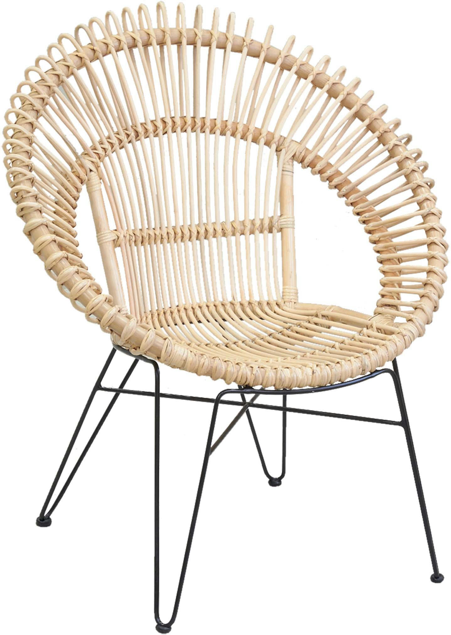 - Fauteuil soleil en rotin naturel et métal