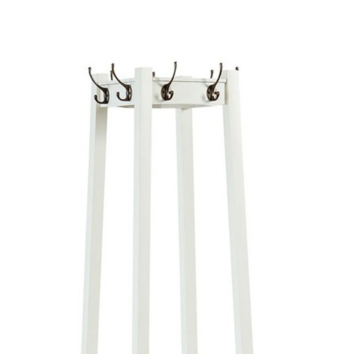 Tapered Design Wooden 3 Tier Coat Rack with 8 Dual Hooks, White