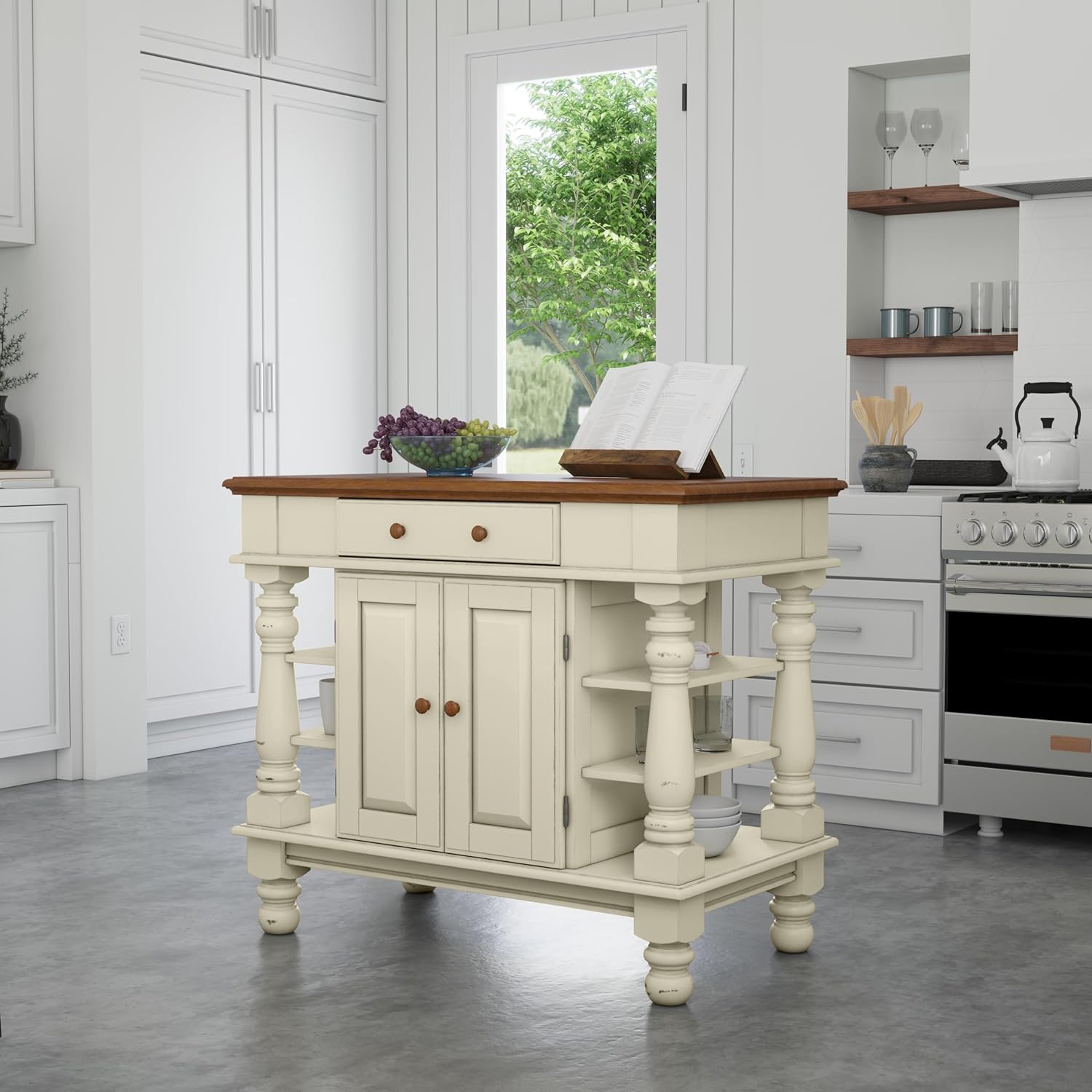 Homestyles Americana Antique Oak Island with Storage, 42W