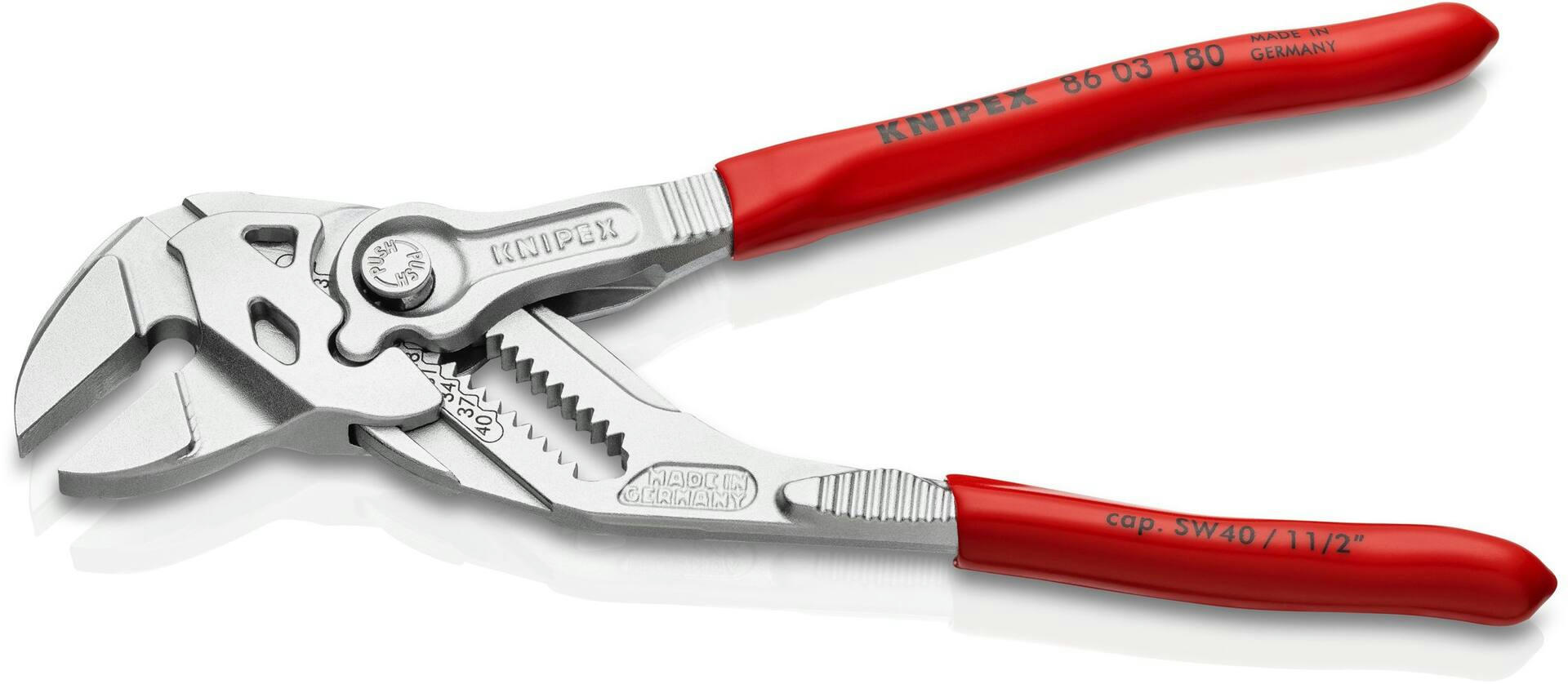 KNIPEX 86 03 180 SB Pliers Wrench, 1-3/8-in Gripping Capacity, Cr-V Steel, 7-1/4-in