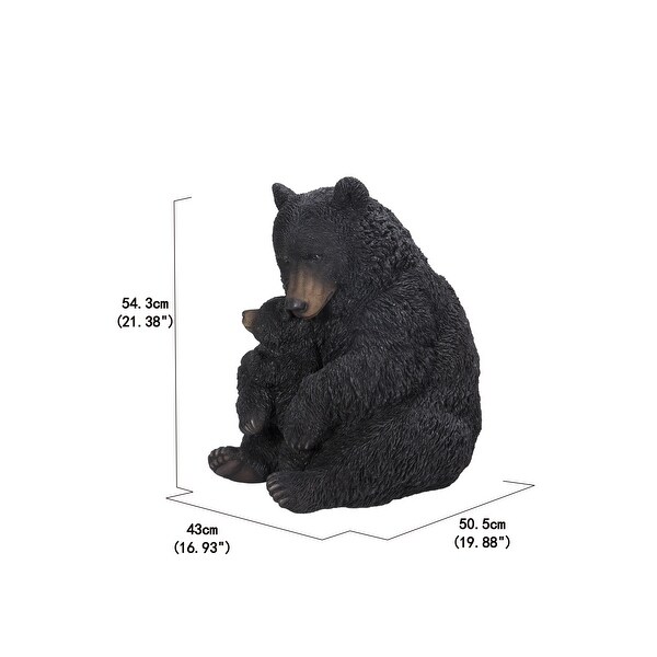 Large Black Bear Mother & Child Embracing