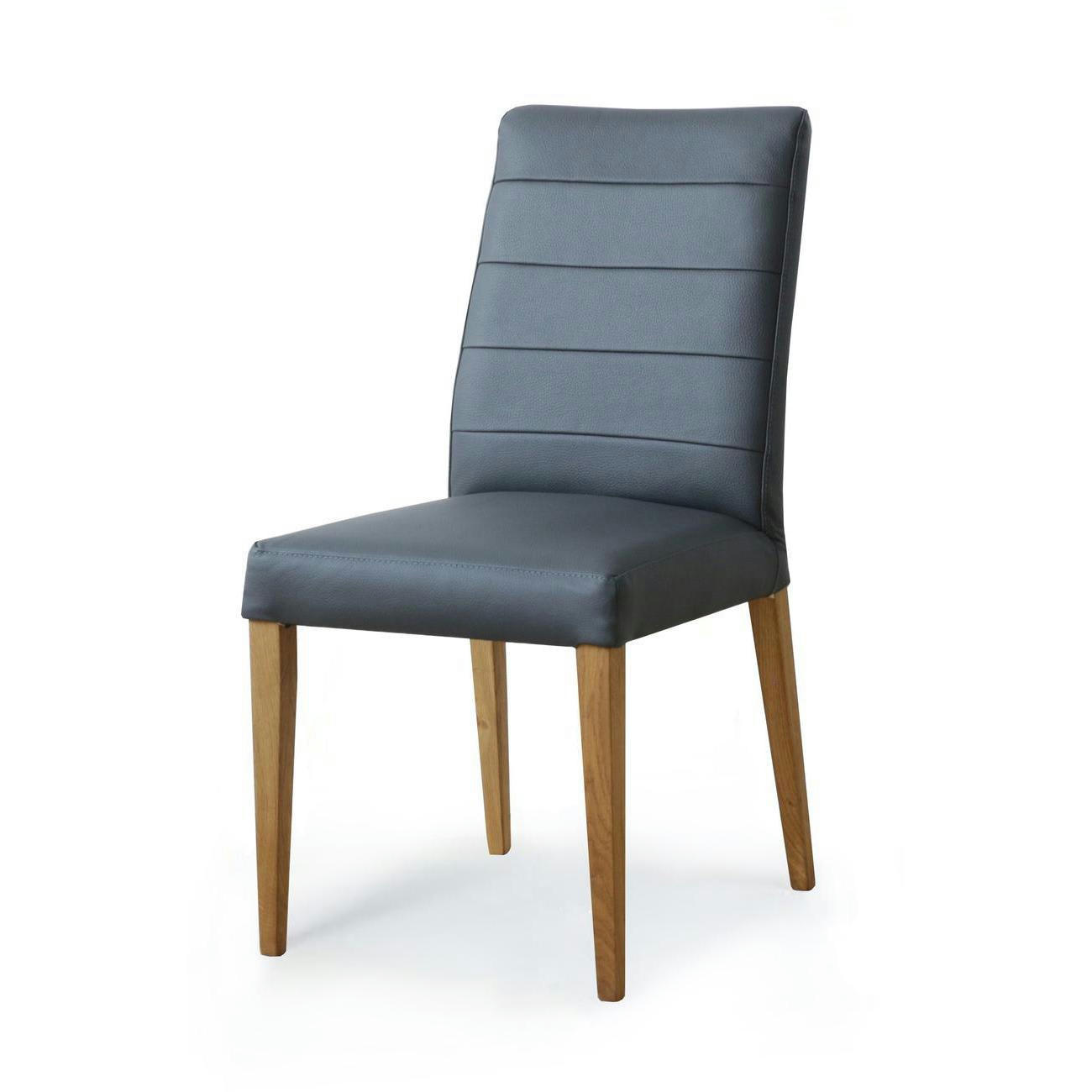 MADDA - Chaise assise cuir véritable gris anthracite - Lot de 2