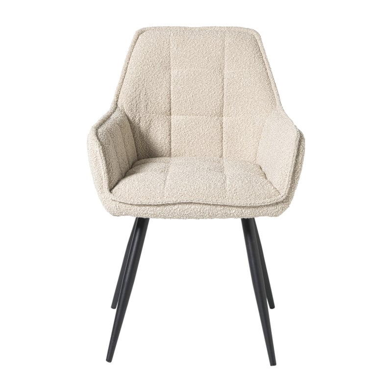 Eetkamerstoel boucl&eacute; met armleuning - beige - 87x56.5x43 cm