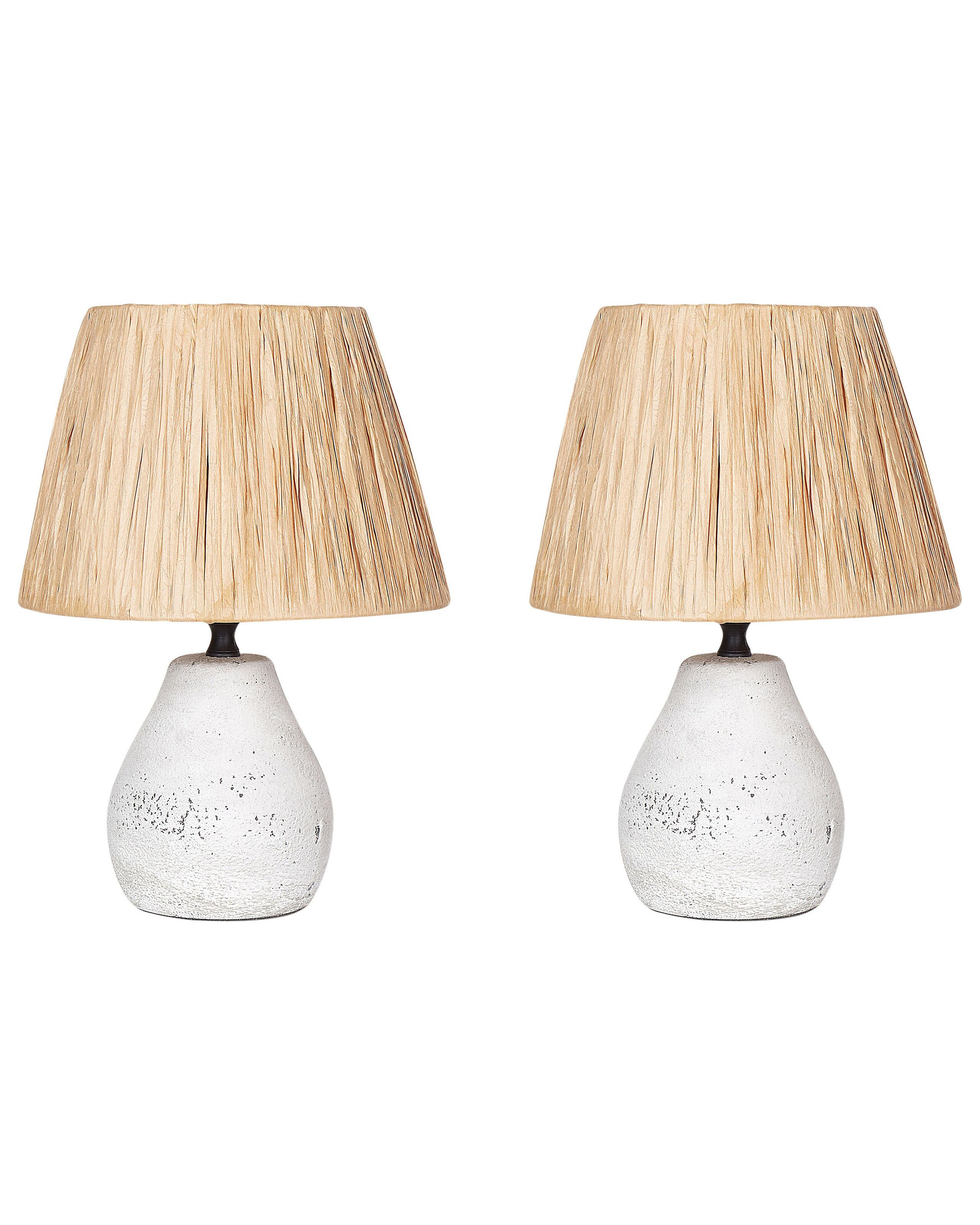 2 lampy stołowe nocne ceramiczne białe z naturalnym