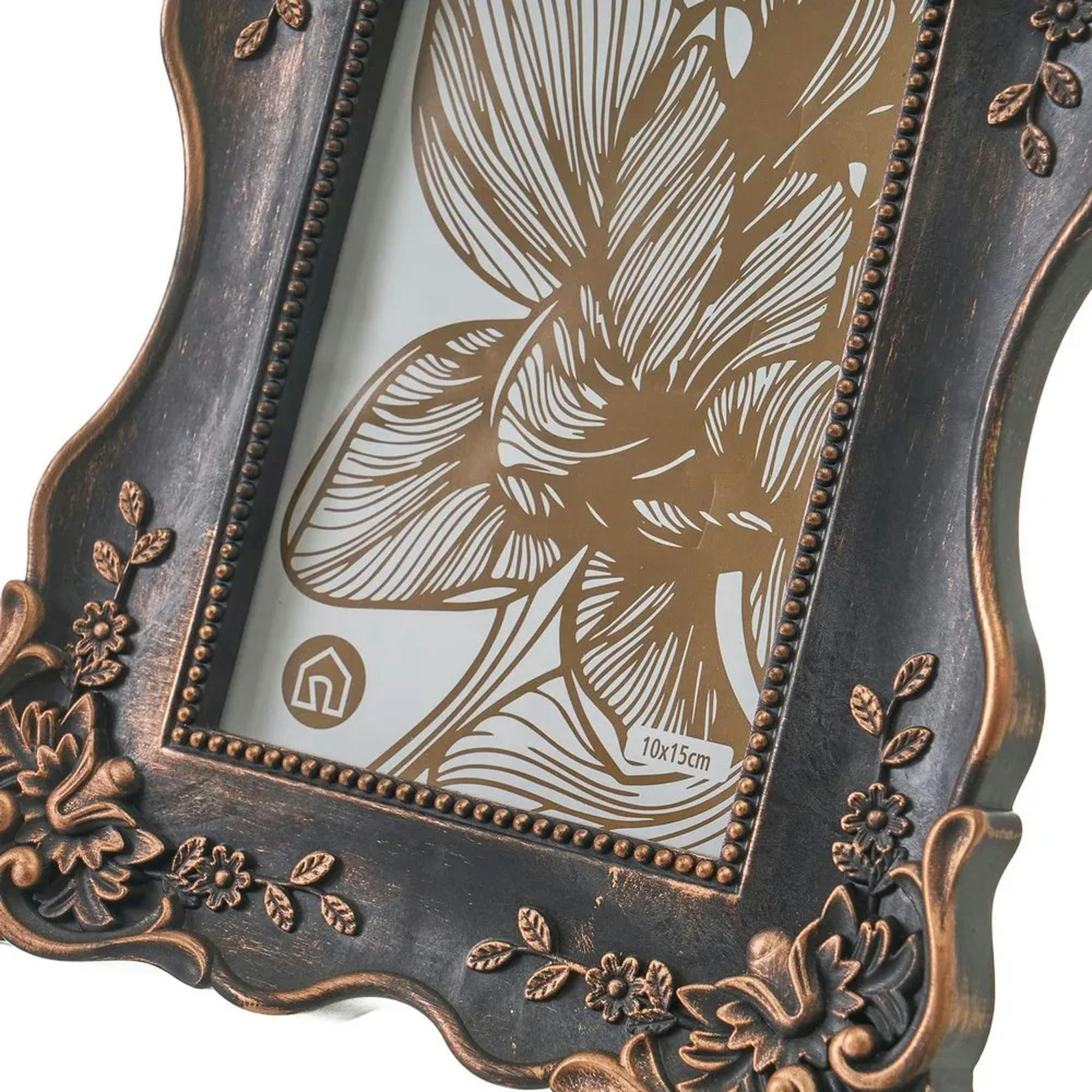 - Cadre photo classique en polypropylène noir et bronze 10x15cm