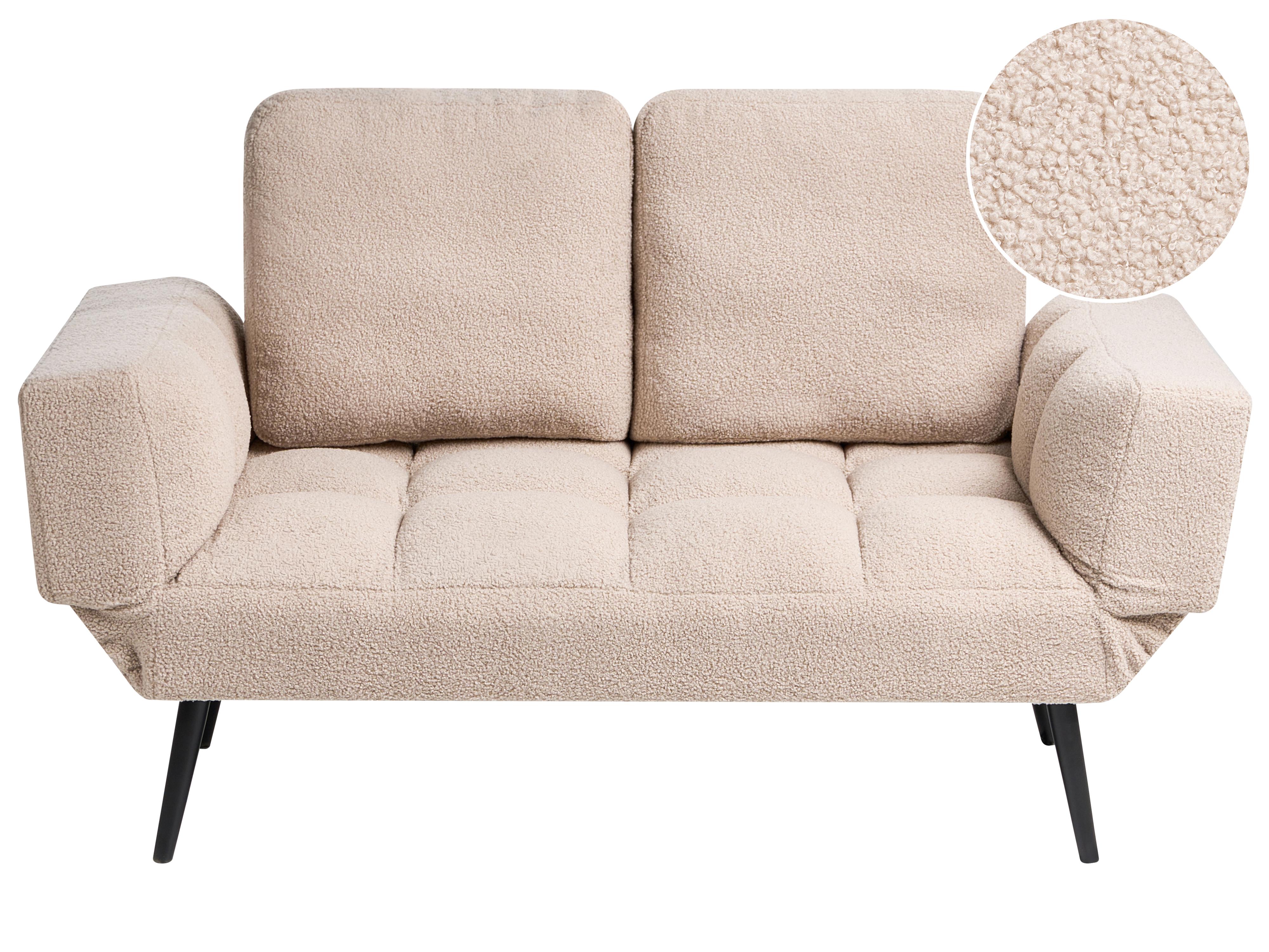 Sofa Bed 2 Seater BREKKE Boucle Beige