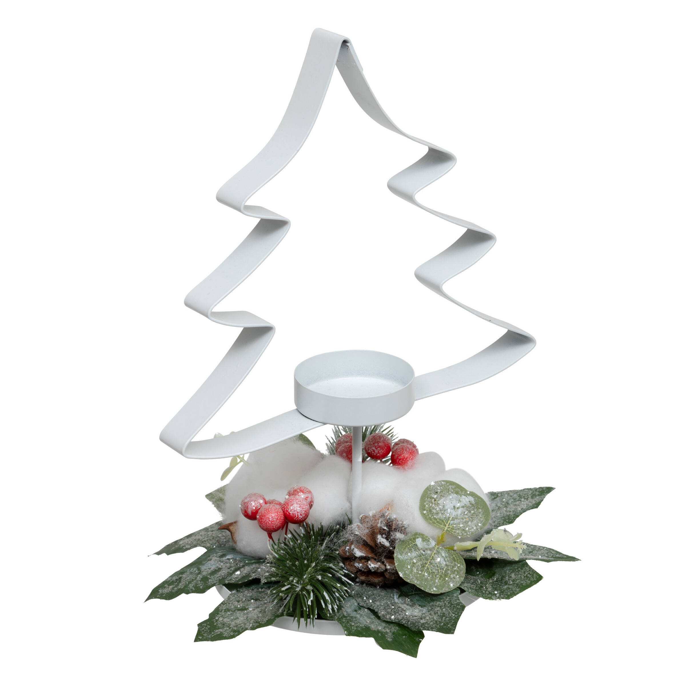 Metalowy świecznik w kształcie choinki na tealight, 25 cm