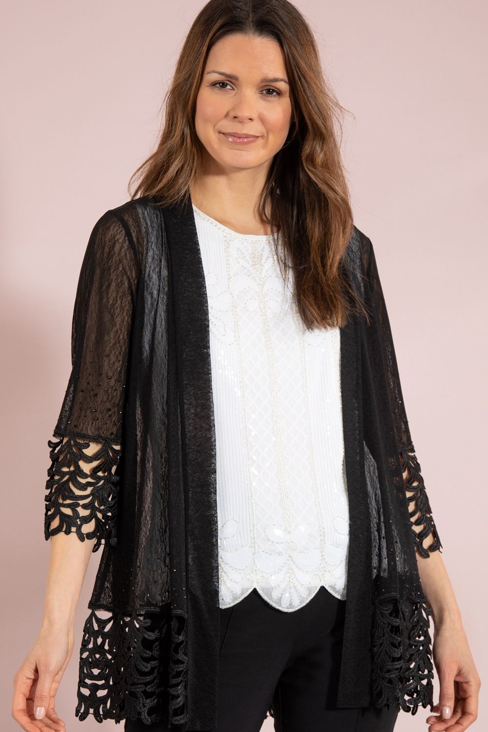 Klass. Embellished Mesh And Crochet Cover Up