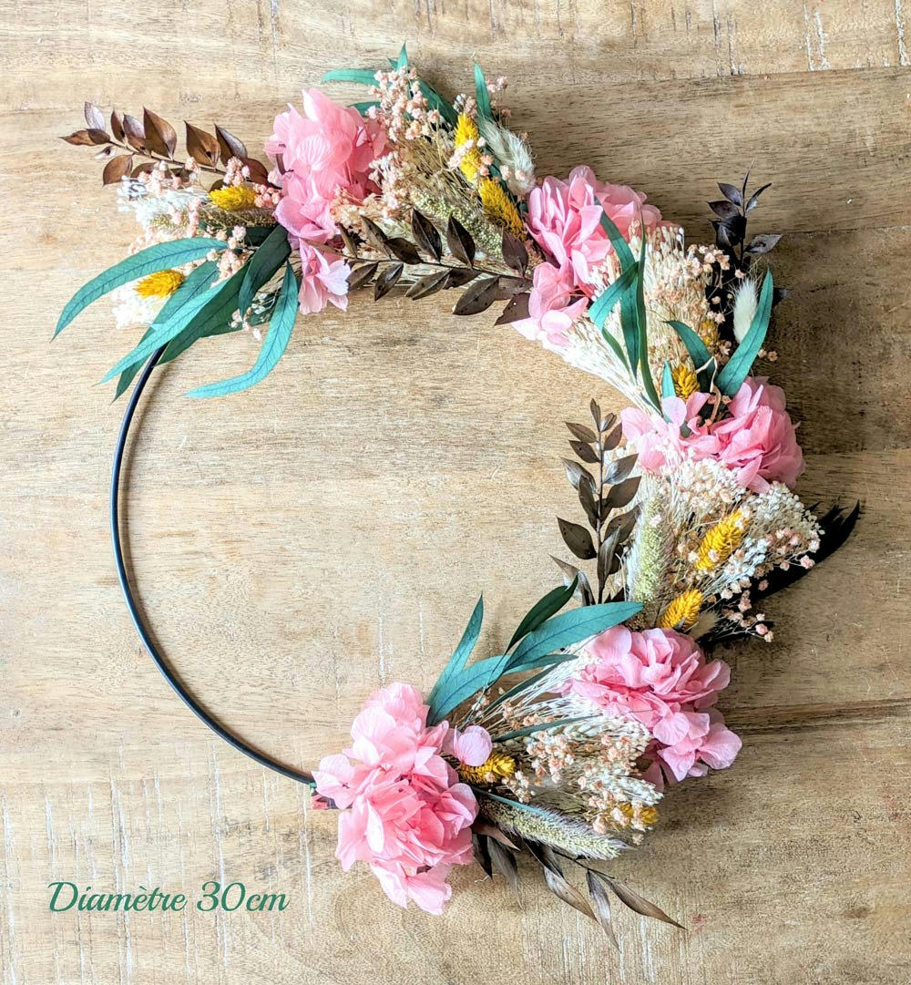 - Couronne murale de fleurs séchées Honorine D30cm