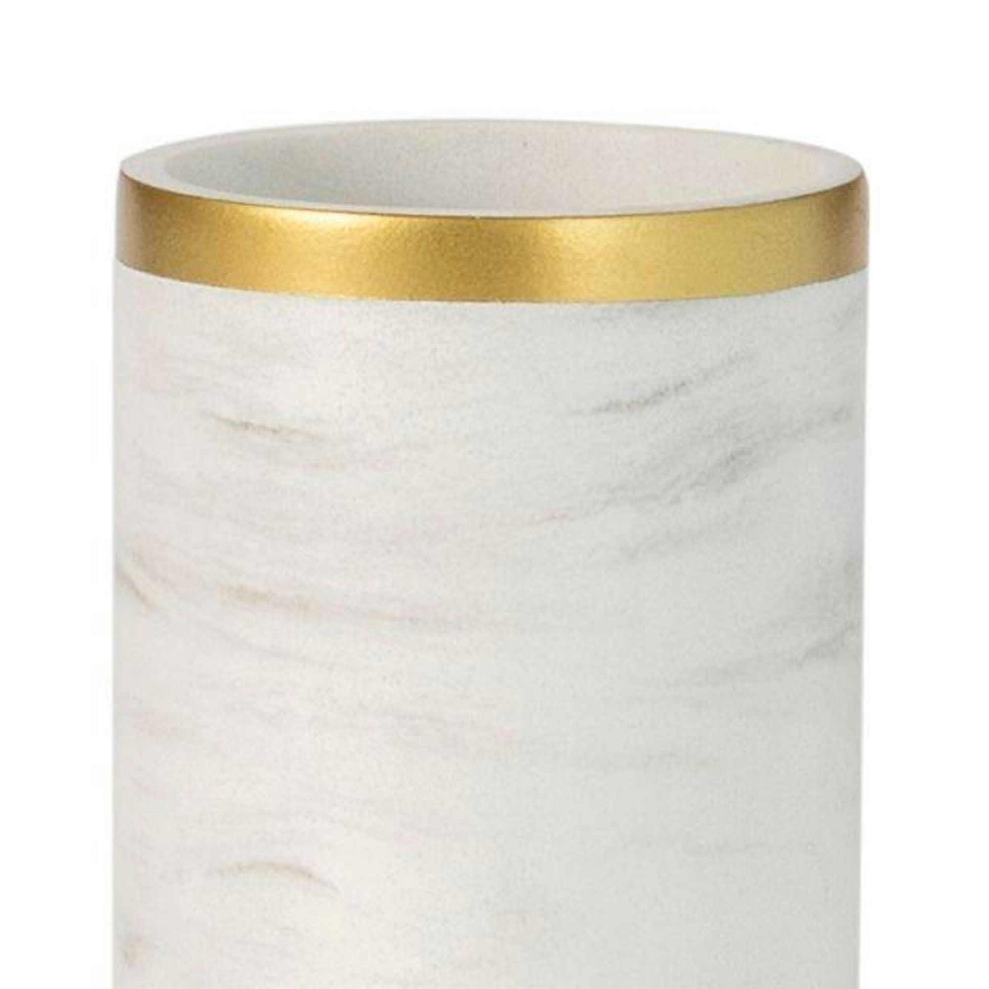 - Porte brosse à dents résine effet marbre blanc et doré
