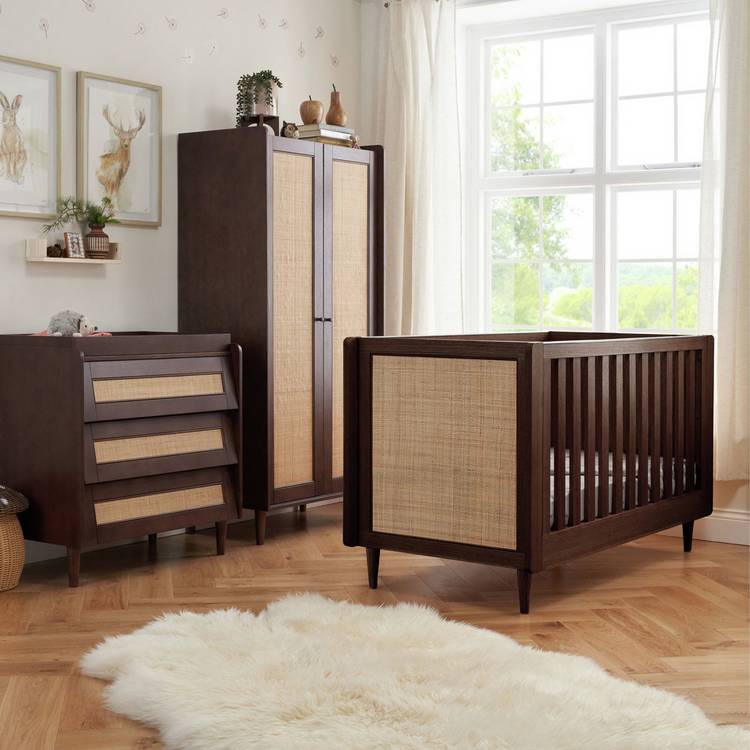 Tutti Bambini Japandi 3 Piece Nursery Furniture Set - Walnut