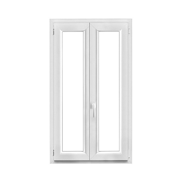 Fenêtre 2 vantaux oscillo-battante, tirant droit double vitrage GoodHome en PVC blanc l.85 x H.138 cm