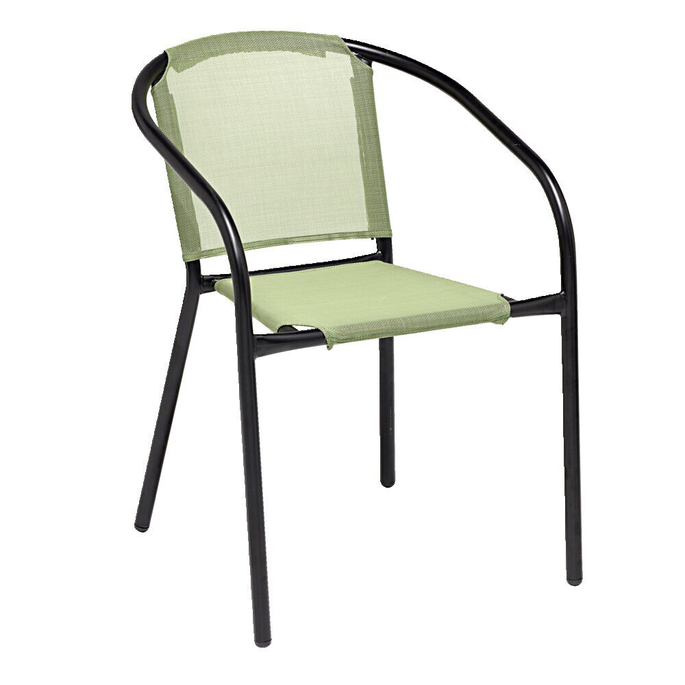 Chaise de jardin Macéo acier noir et textilène vert 54xP57xH75cm