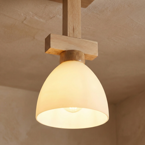 Lampa sufitowa pojedyncza drewniana EDYLIT 1xE27 ADELA NATURAL II 12-055