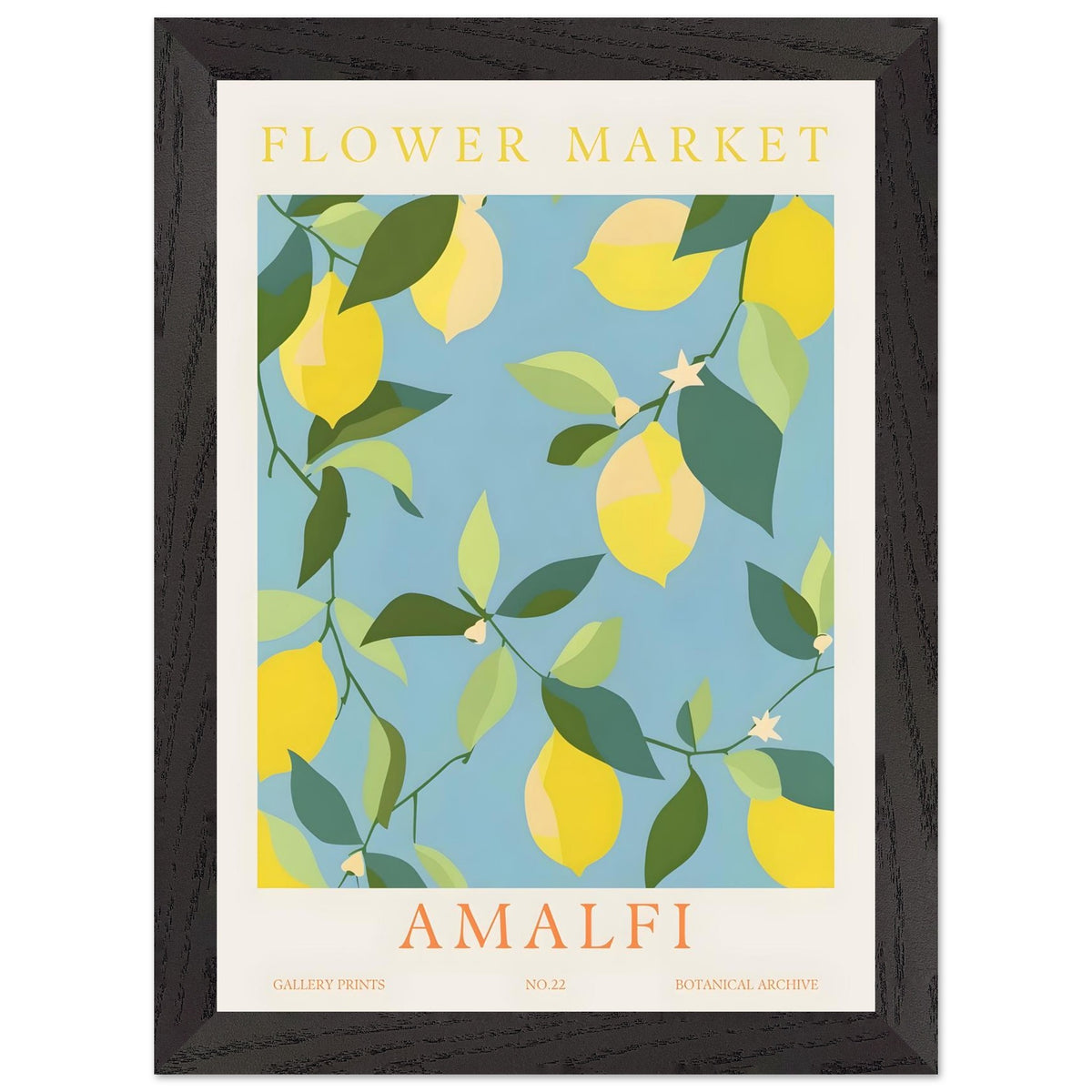 Artfulprints Poster met Lijst Flower market - Amalfi  - A4 21x29.7 cm - Meerkleurig
