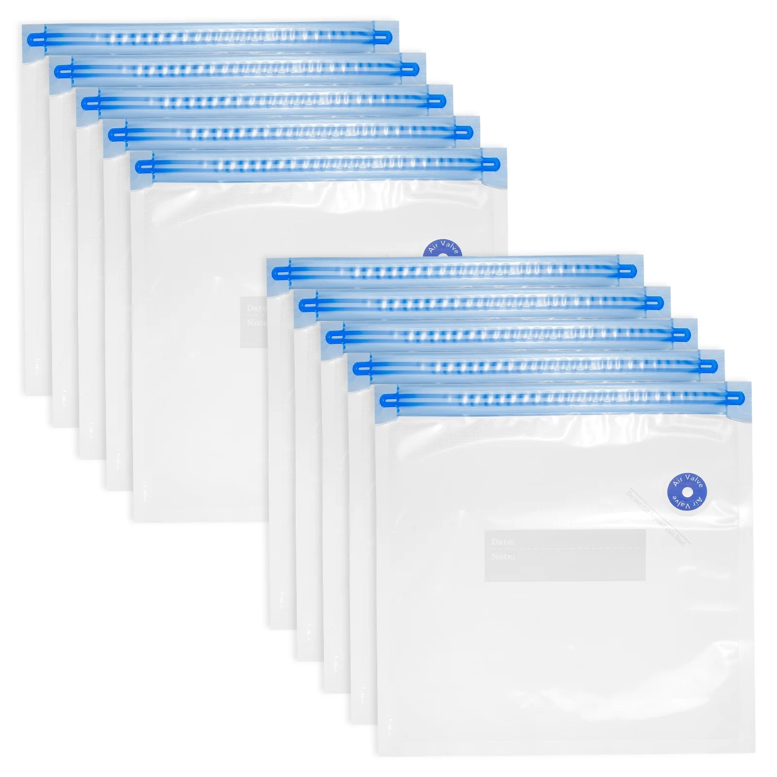 10pcs Sous Vide Bags Reusable Vacuum Food Storage Zipper Bags 22cm x 21cm - White