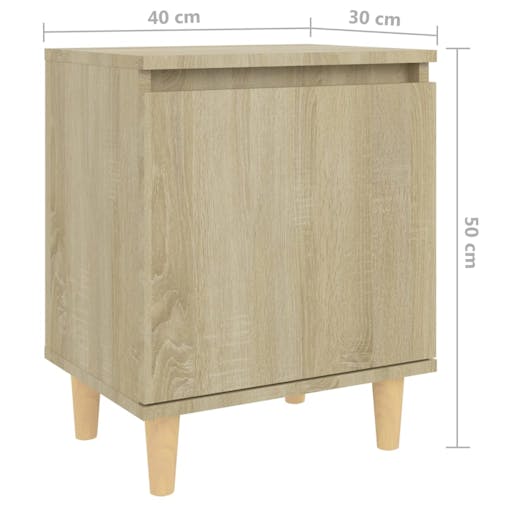 NNEVL Bed Cabinets with Solid Wood Legs 2 pcs Sonoma Oak 40x30x50 cm