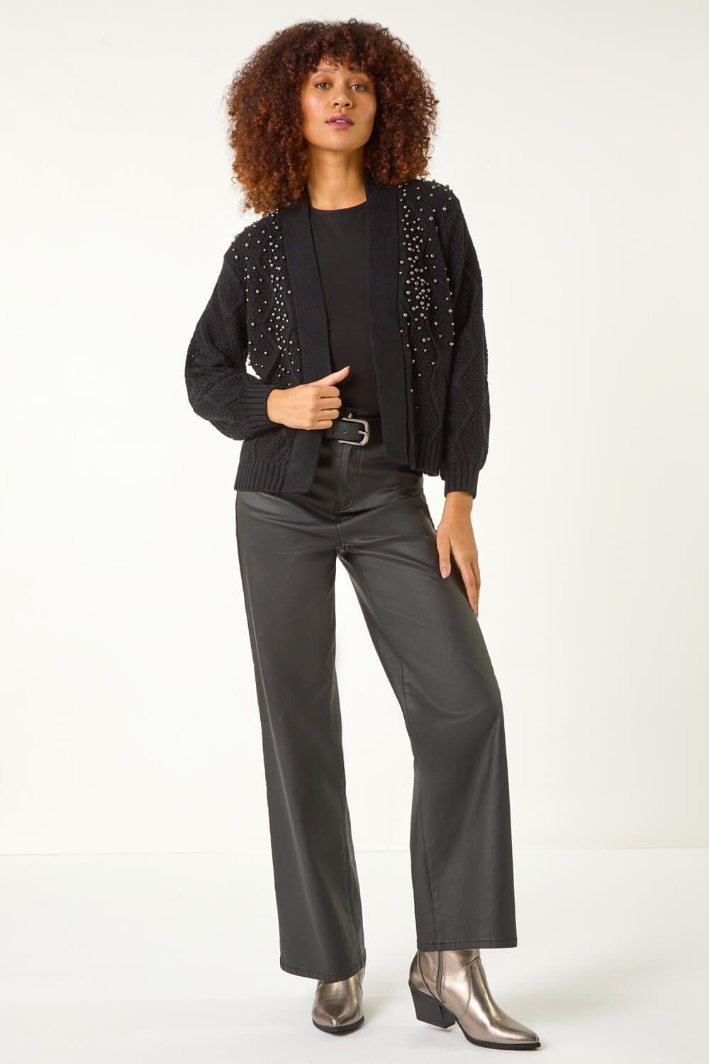 Roman Faux Pearl Embellished Cardigan