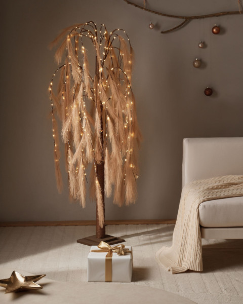 Sztuczne drzewko z lampkami LED 160 cm beżowa