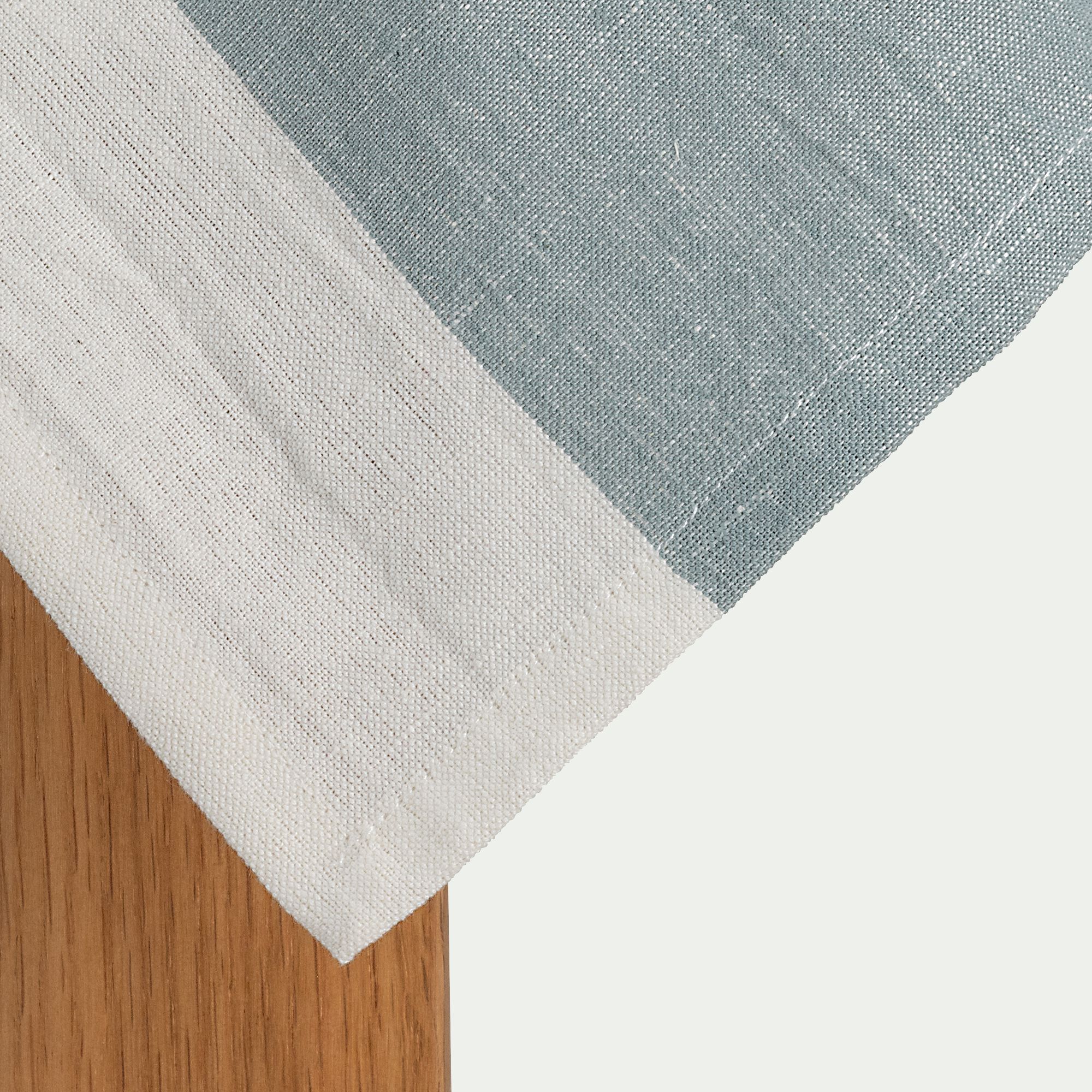 SIL - Nappe en lin et coton - bleu calaluna et naturel 170x250cm