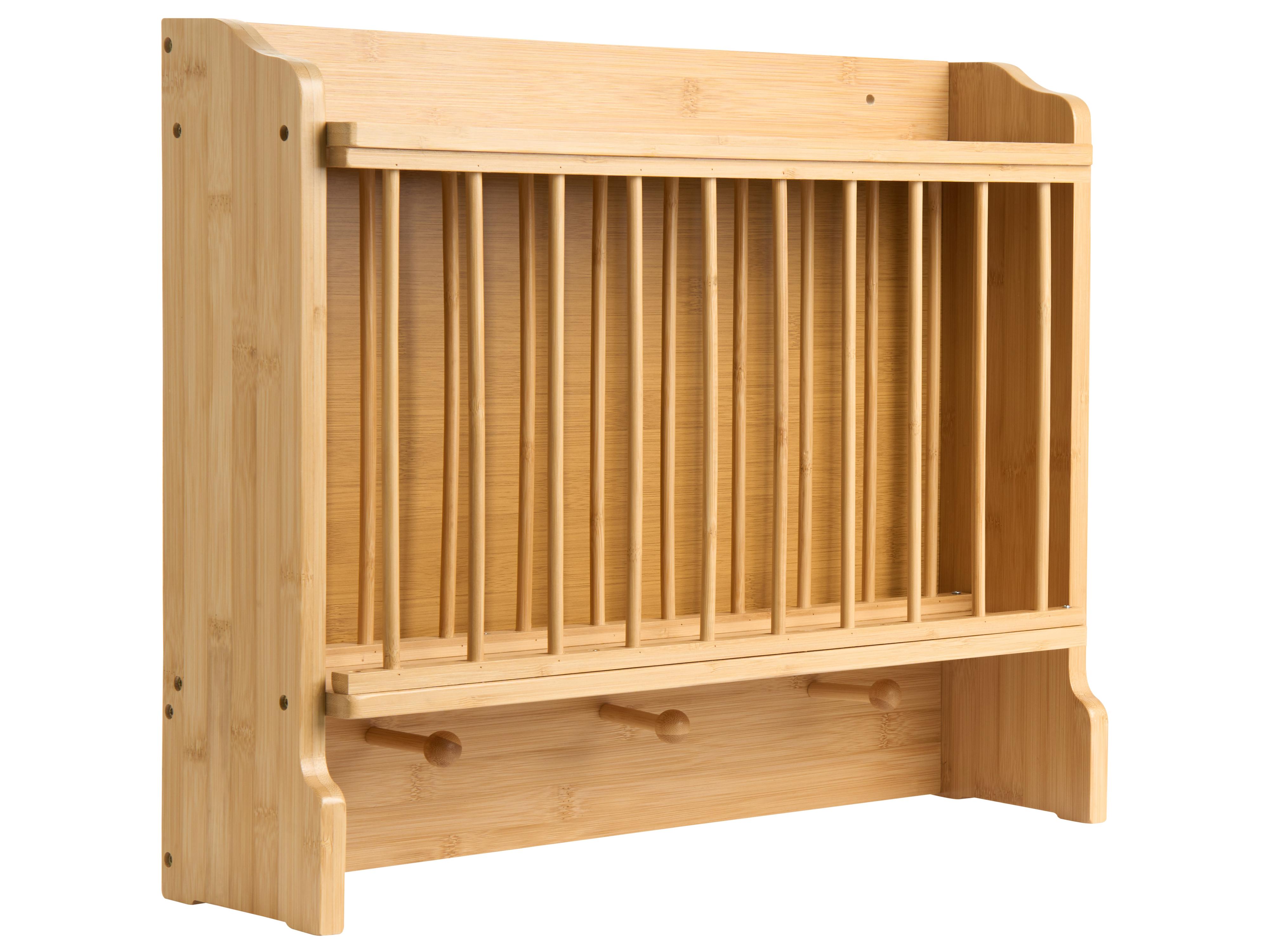 Wall-Mounted Dish Rack MADELEINE Bamboo Light Brown