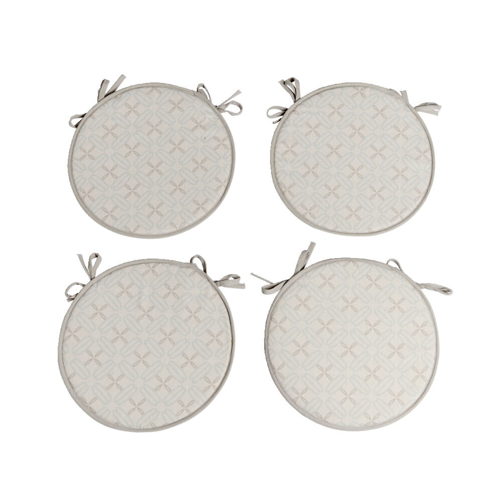 Lot de 4 galettes de chaise polyester et coton gris clair Ø38cm