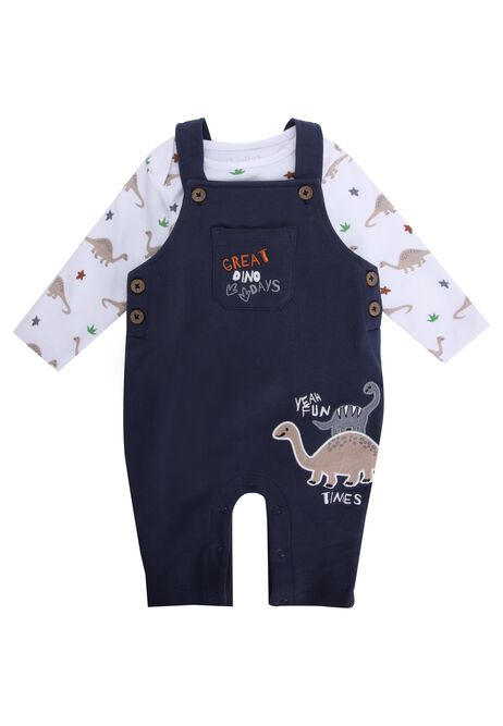 Baby Boys Navy Dino Days Dungarees & Bodysuit Set