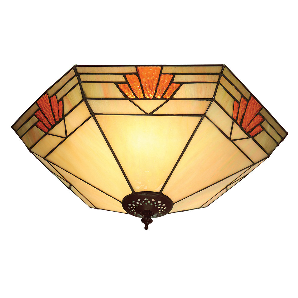 Plafon NEVADA art deco brązowy 2xE27x20W wym:16x40x40cm IP20 Tiffany