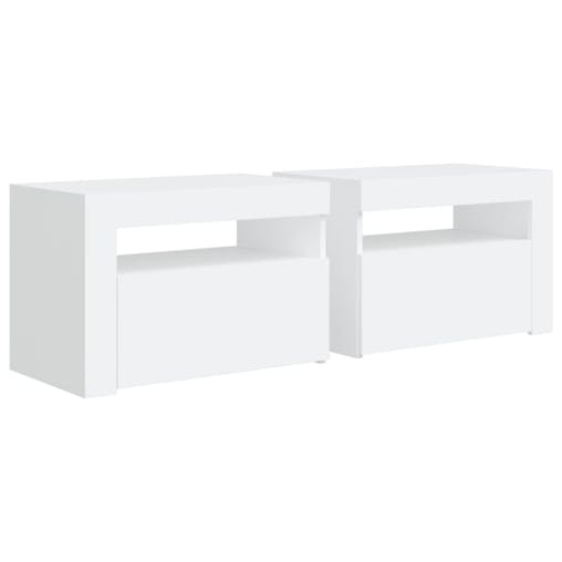 NNEVL Bedside Cabinets 2 pcs with LEDs White 60x35x40 cm