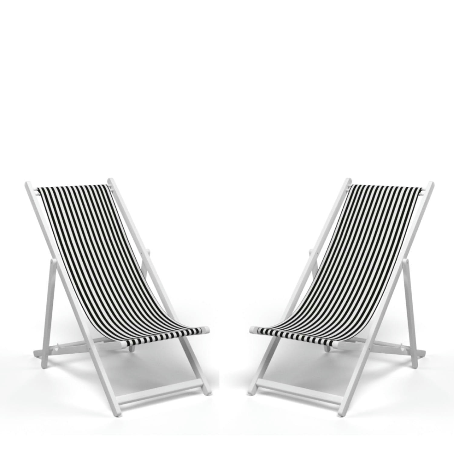 SAUVELADE ECRU - Lot de 2 chiliennes en bois noir et blanc