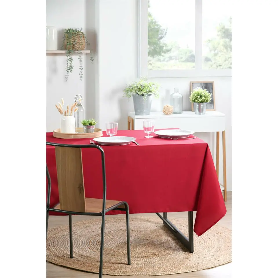 Stof Textiles Tafelkleed - 145 x 200 cm - rood - Tafellaken