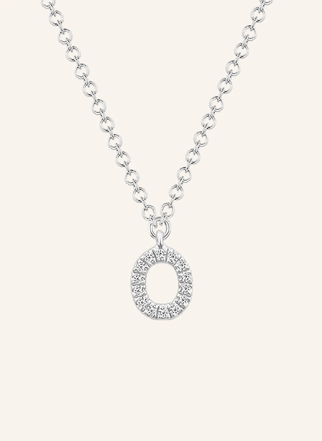 Leaf INITIALIEN Halskette „O“ aus 14 Karat Weißgold mit Diamanten