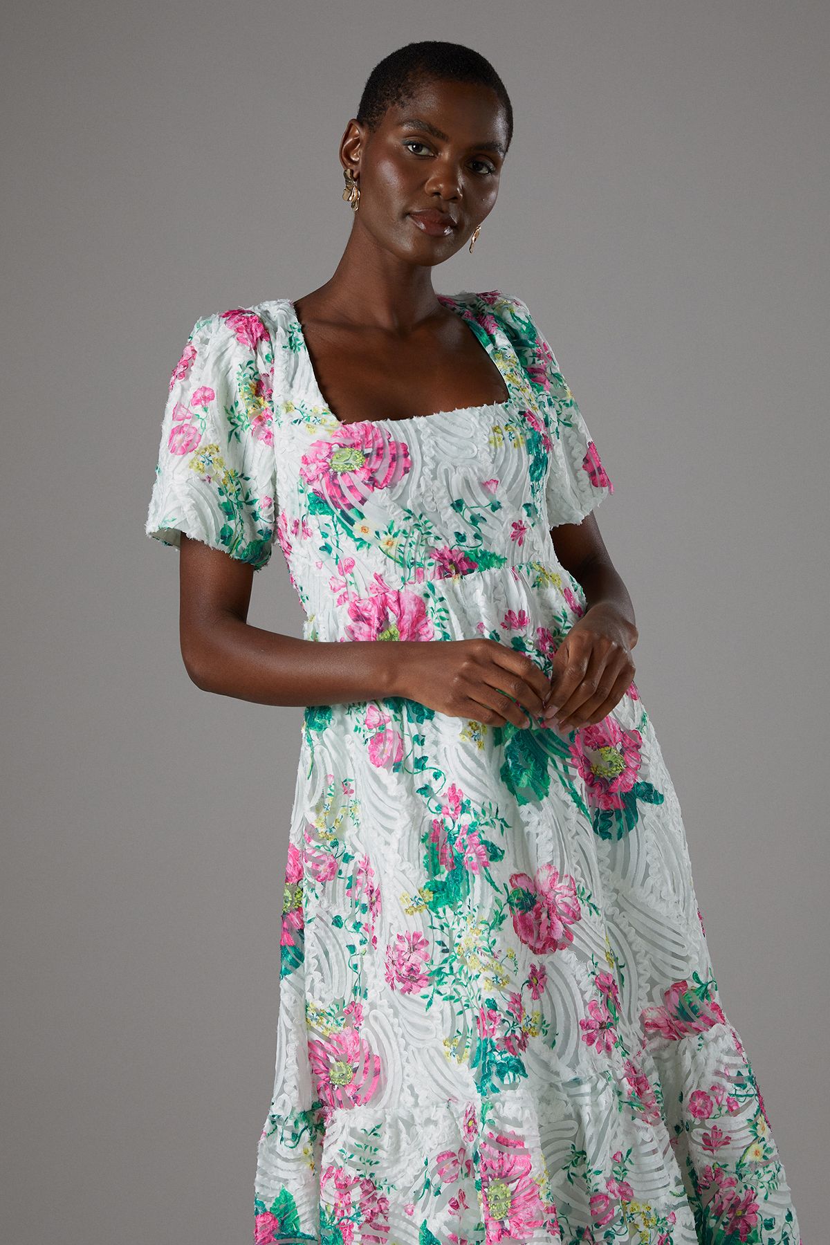 Coast Printed Cornelli Scoop Neck Midi Dress