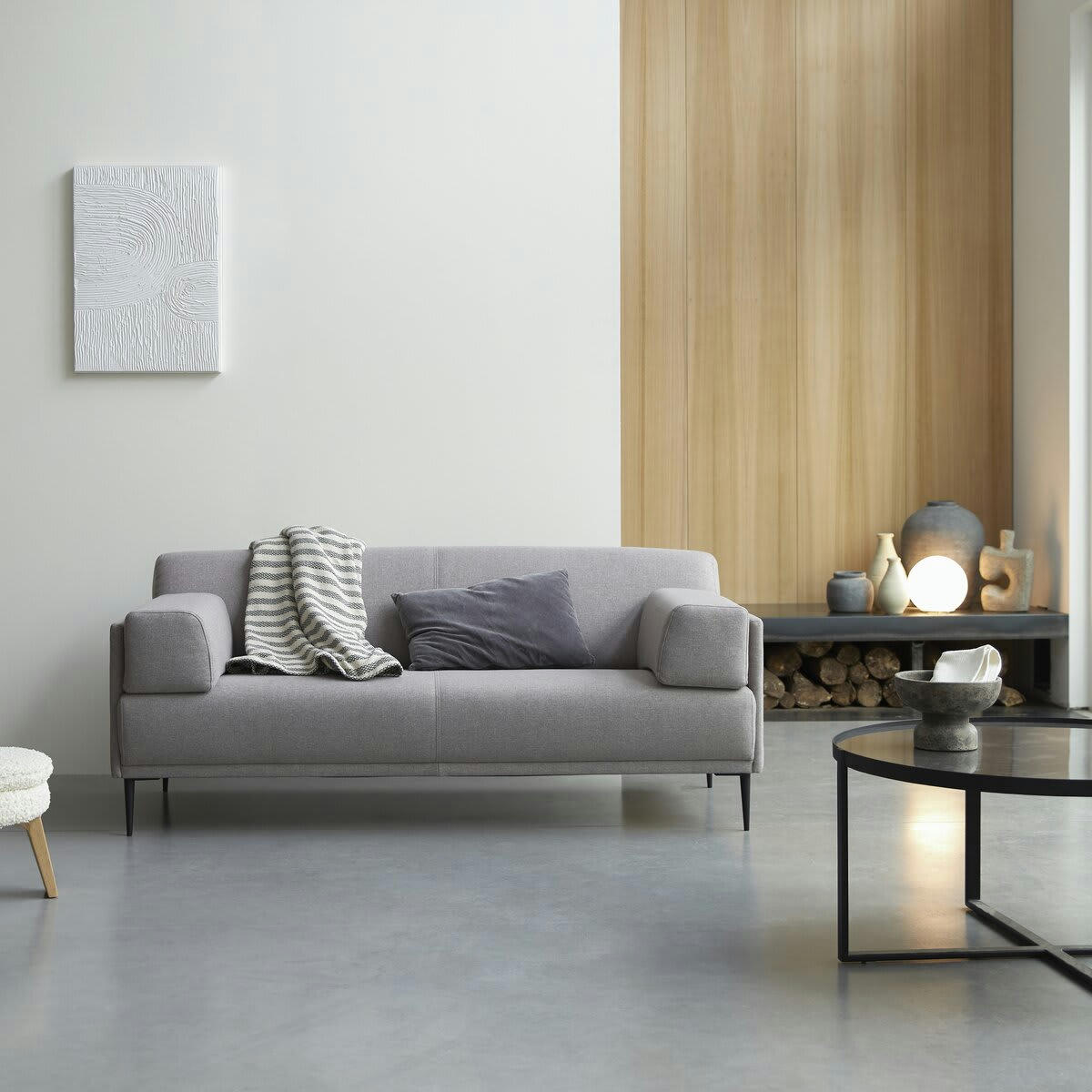 FINN - Canapé en tissu gris 3 places