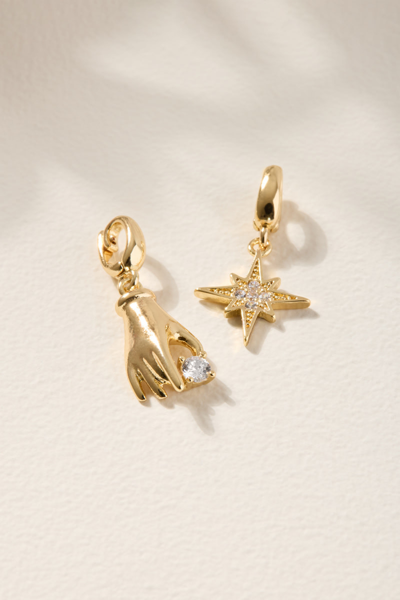 Celestial Hand and Star Charm Set Gold