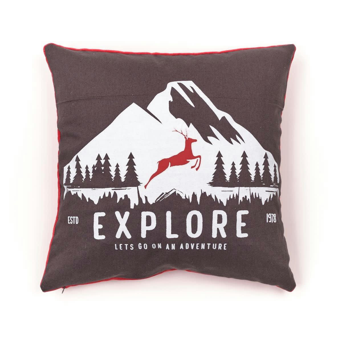 MOUNTAIN - Coussin en coton anthracite 40x40