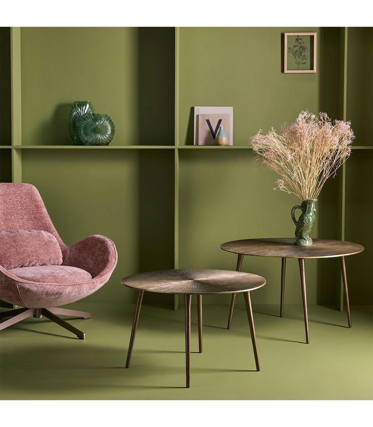 - Table basse ronde métallisée Soleil Diam. 68cm - Marron