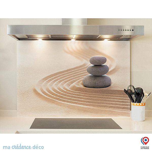 Crédence cuisine fond de hotte Galets zen 3 - Alu composite - L 60 cm x H 45 cm - MaCrédenceDéco