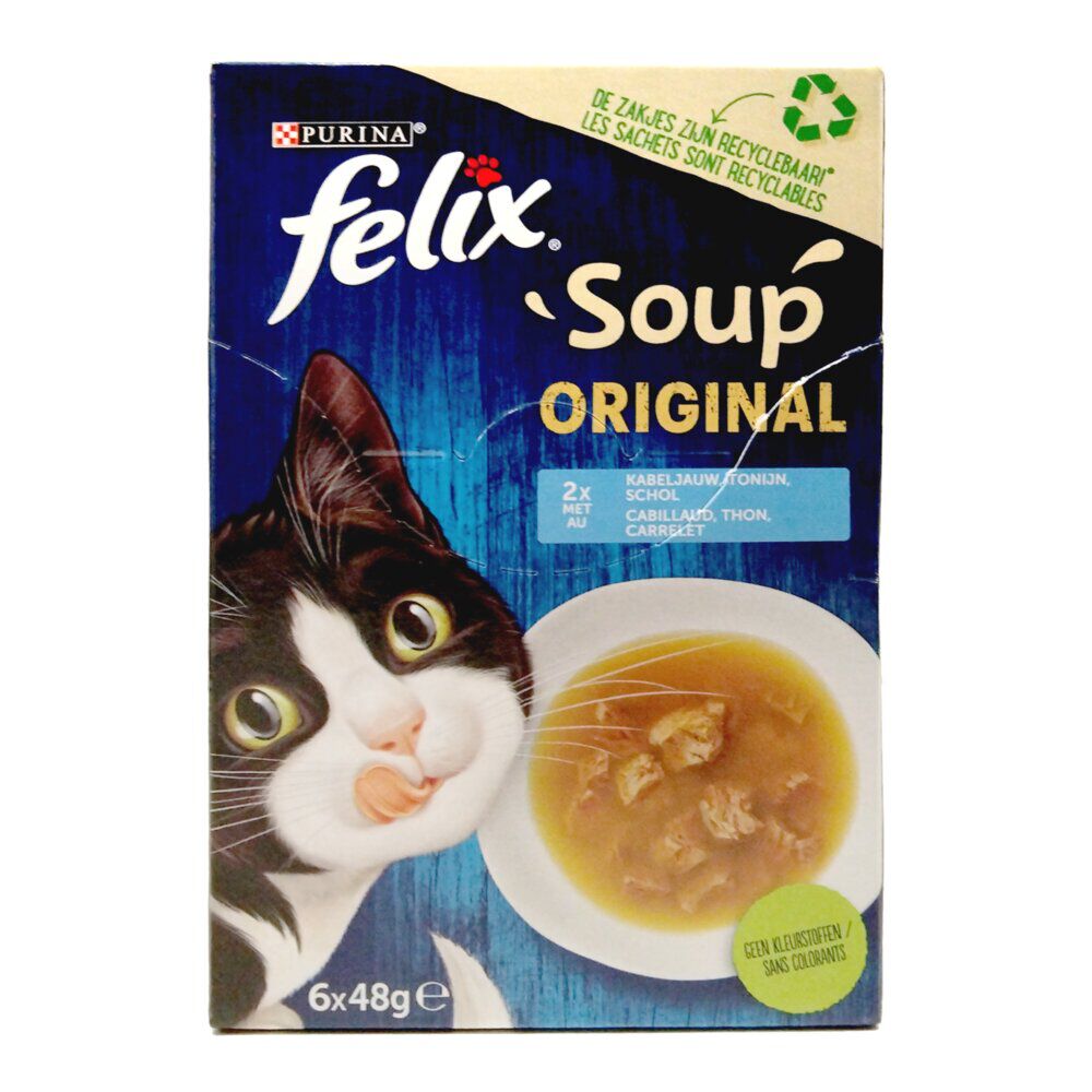 Sachet pour chat 6x 48gr Felix Soup poissons 3 saveurs