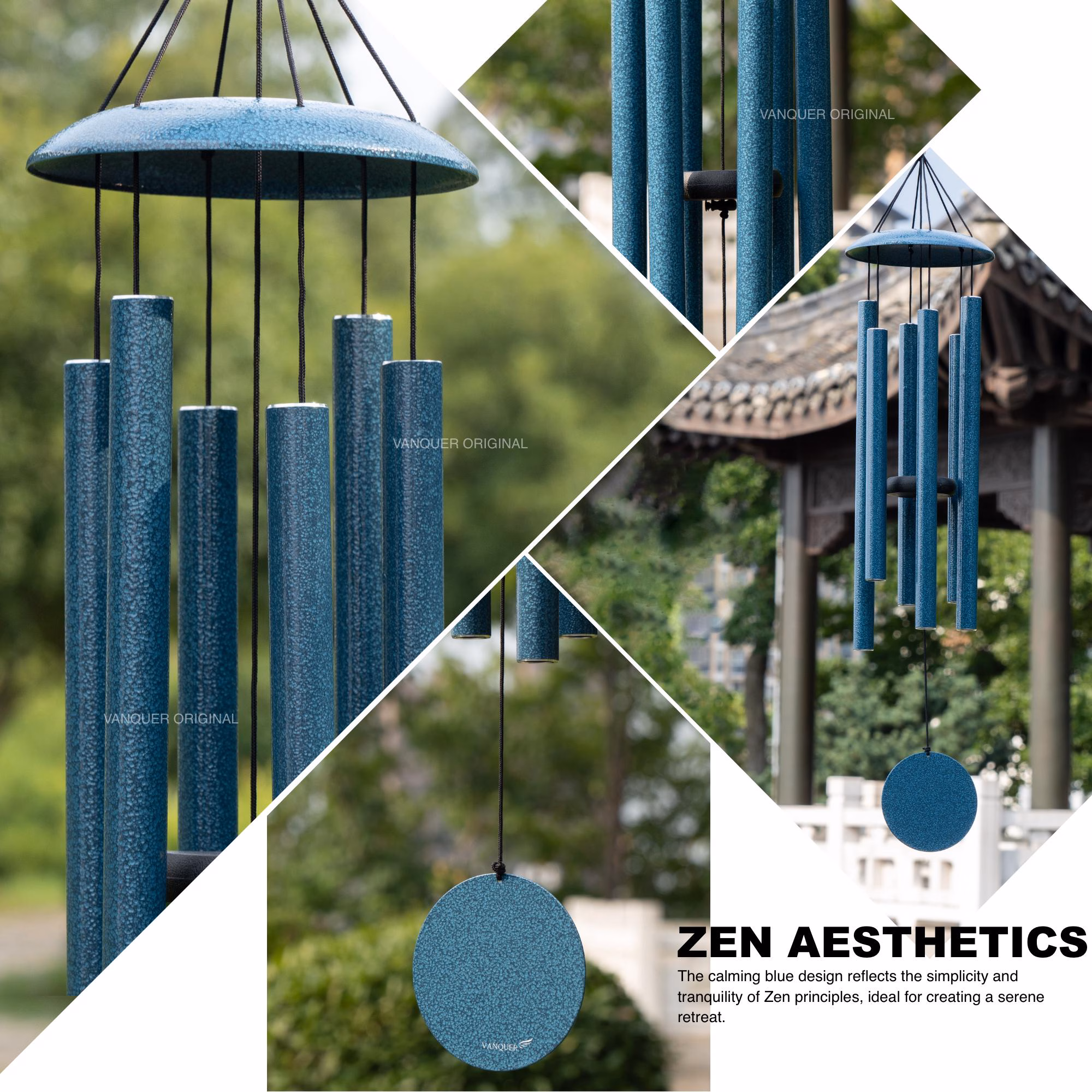 Wind Chimes for Outside Deep Tone 38'' Wind Chime Outdoor Clearance,Deep Tone,Memorial Sympathy gift,Garden Patio,Home Décor,water vein blue