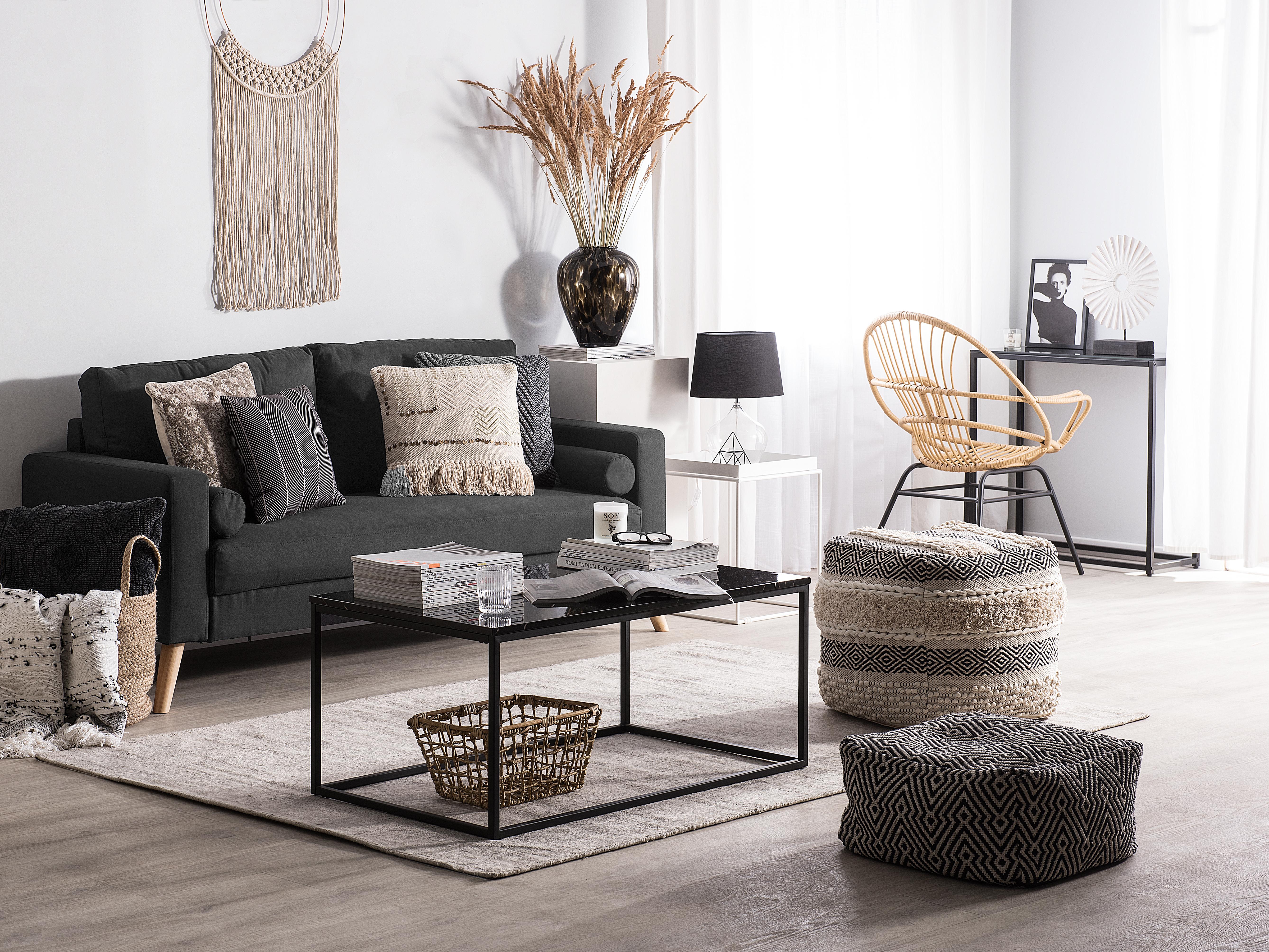 Sofa 2 Seater KALMAR Fabric Black