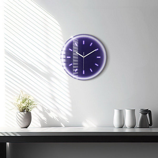 Horloge murale Wallfluent fi30 cm Aiguilles blanches Traits néon 1 pcs