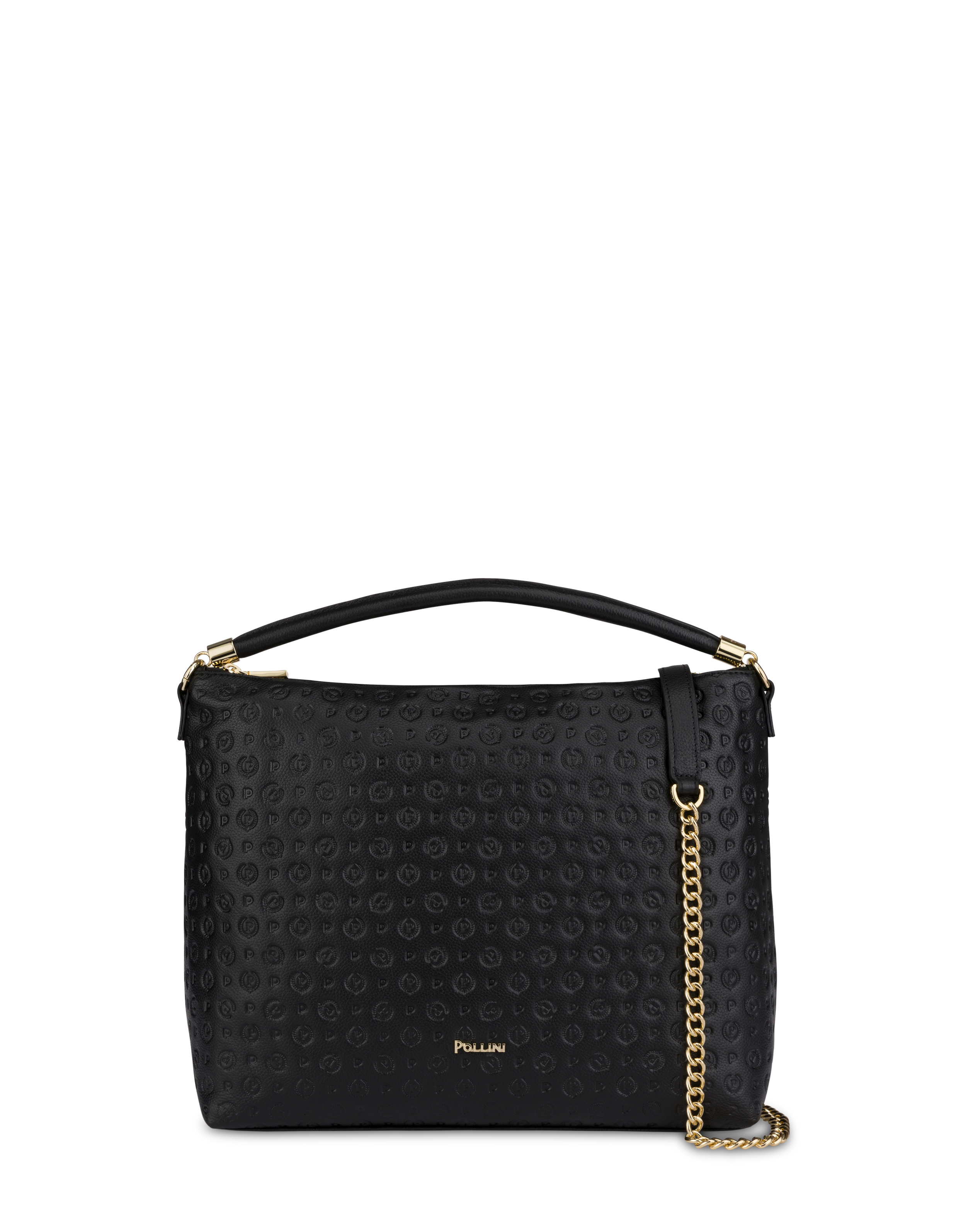 Borsa A Spalla Heritage Logo Embossed Nero