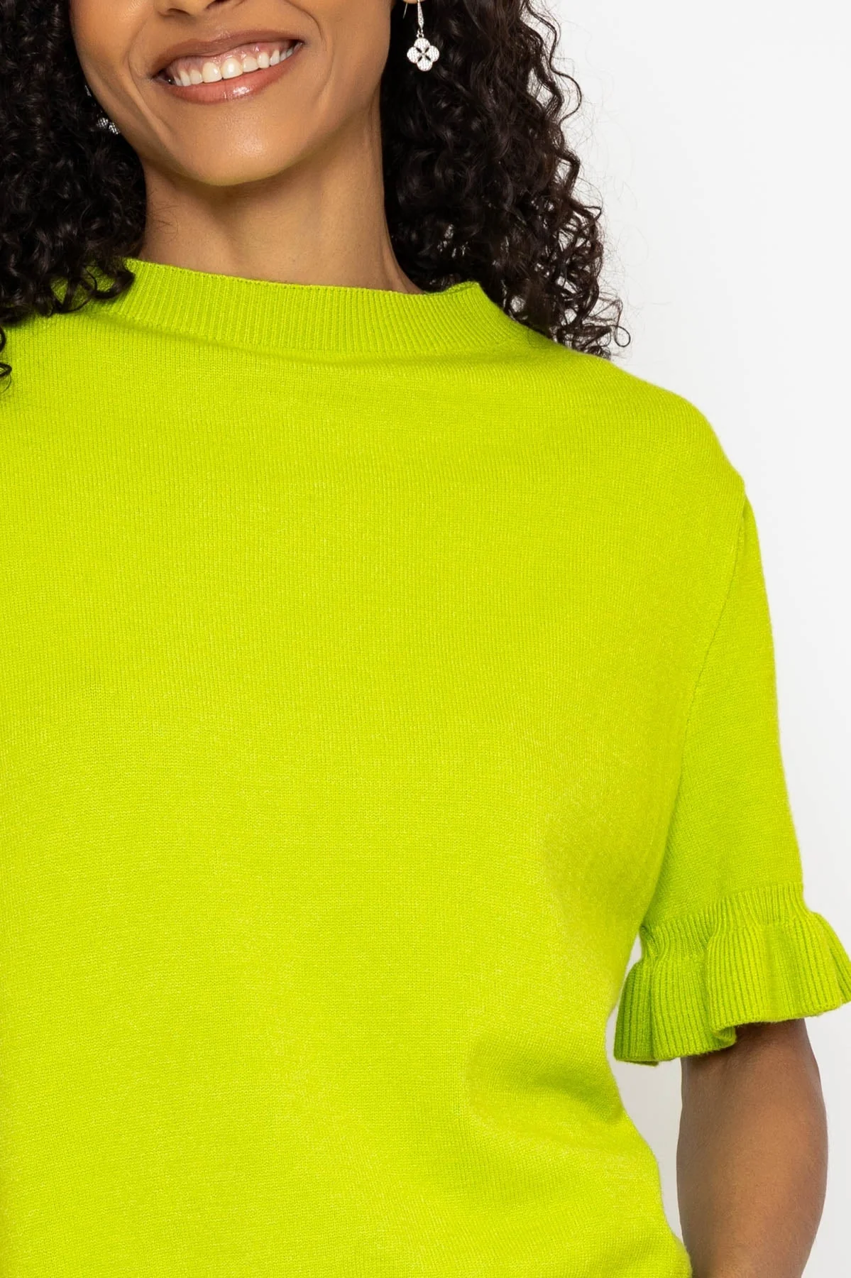Green Short Sleeve Viscose Blend Knit