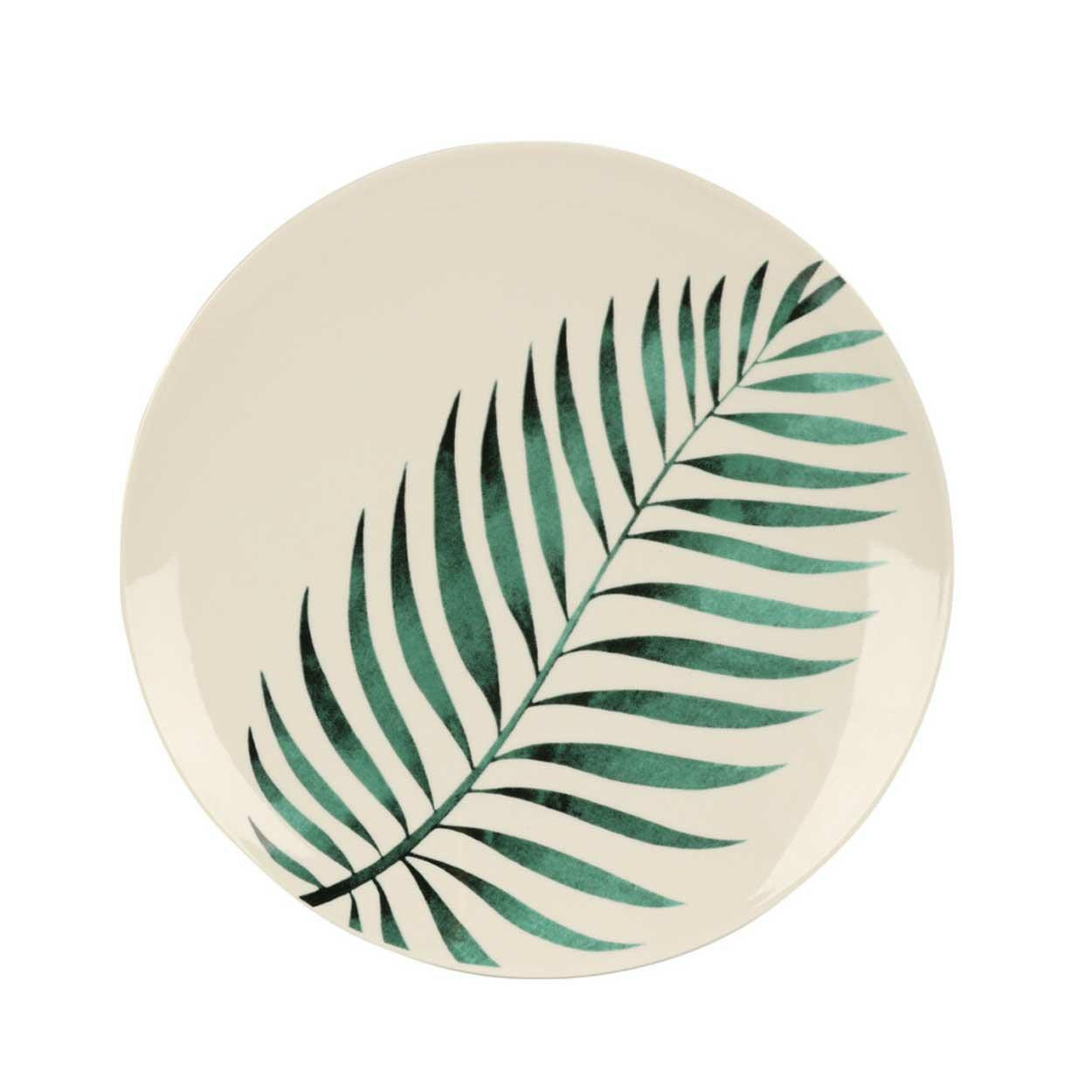 Talerz obiadowy duży Leaf 27 cm biało-zielony