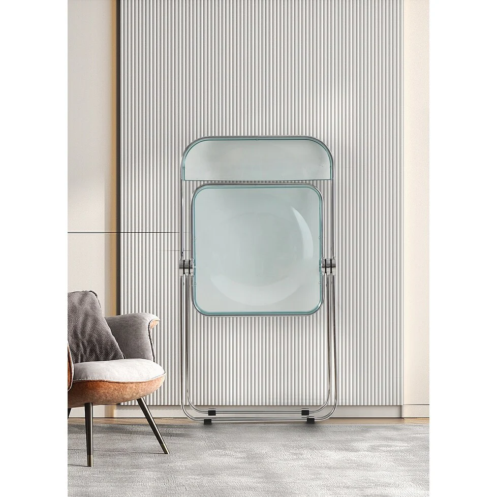 18.5 Foldable Dining Chair with Transparent Seat and Steel Frame