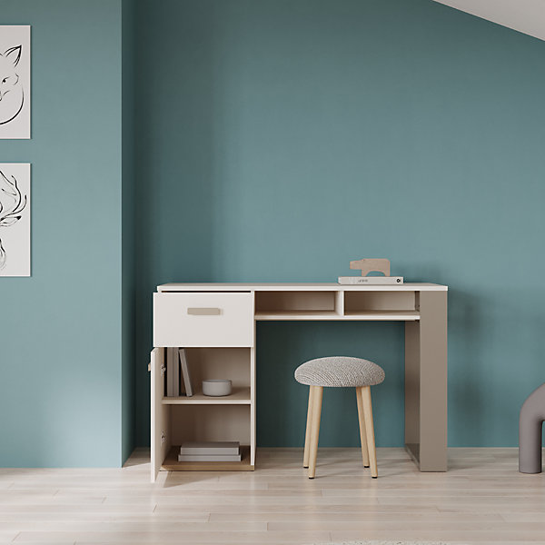 Bureau 1 Porte 1 Tiroir et 2 Niches L120 cm - CAMILLIA