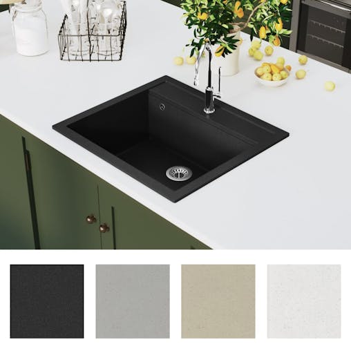 NNEVL Granite Kitchen Sink Single Basin Black