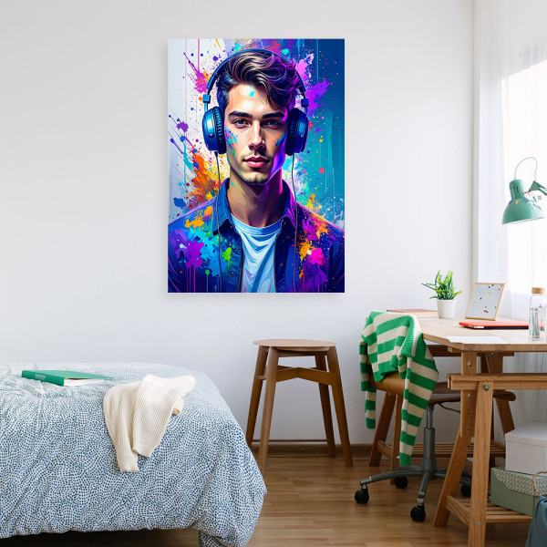 Obraz młodzieżowy, DJ Muzyka Modny Mężczyzna 20x30