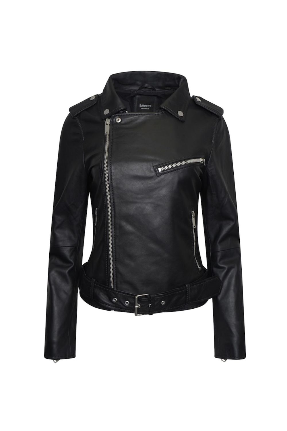 Barneys Originals Plus Size Belted Leather Biker Jacket